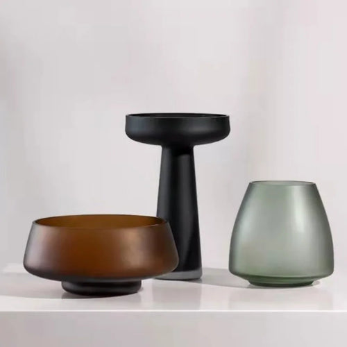 vase en verre givré pour décoration intérieure fleurs séchées et hydroponique - vue 2 sur 12