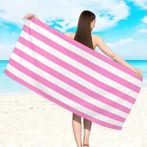 serviette de plage rayures minimalistes microfibre sechage rapide - vue 4 sur 5