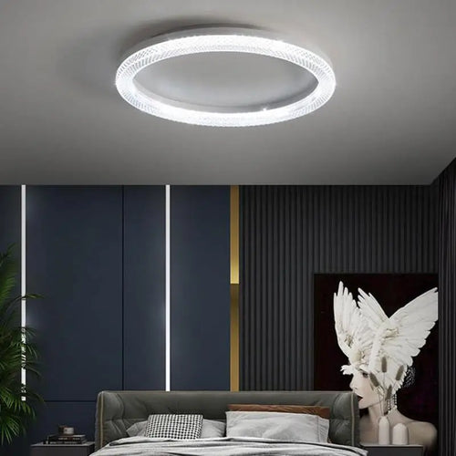 plafonnier de luxe design moderne avec anneau circulaire et rectangulaire led - vue 3 sur 10