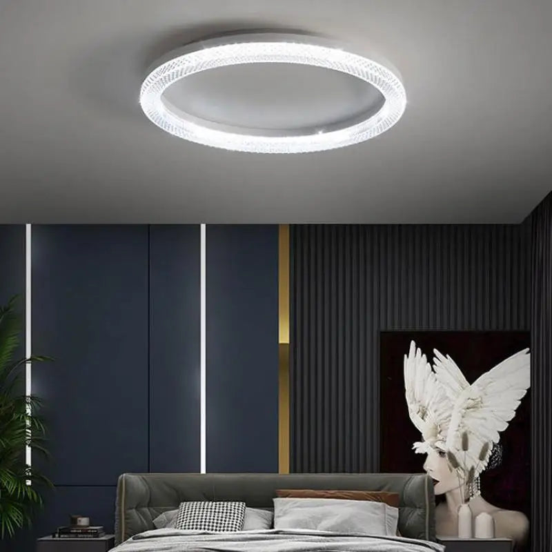 plafonnier de luxe design moderne avec anneau circulaire et rectangulaire led - vue 3 sur 10