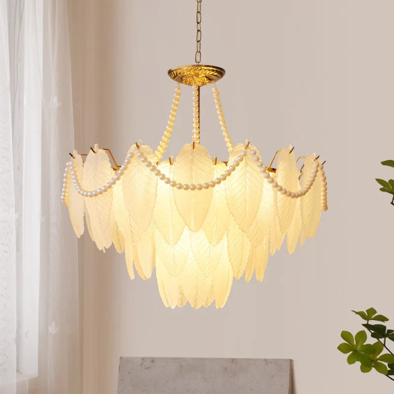Modern luxury LED leaf dining room chandeliers Creative living room lights Bedroom, kitchen island decorative lighting fixtures - vue 4 sur 11