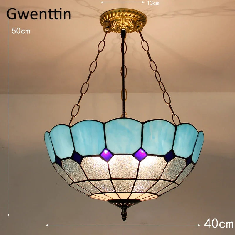 suspension en verre teinté style tiffany pour décoration intérieure - vue 23 sur 26