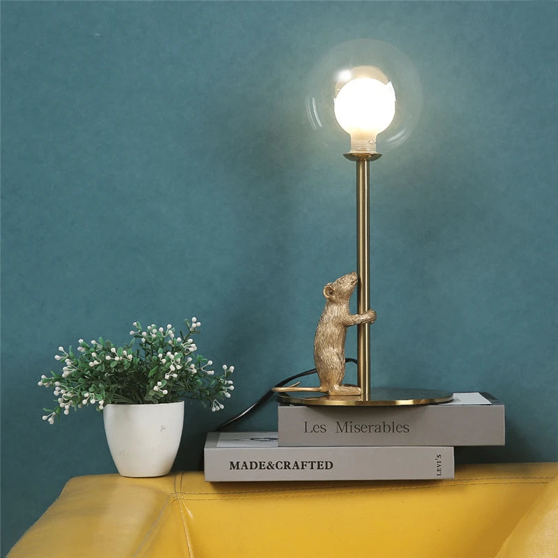 lampadaire moderne souris en résine lampe à LED décoration créative - vue 6 sur 8