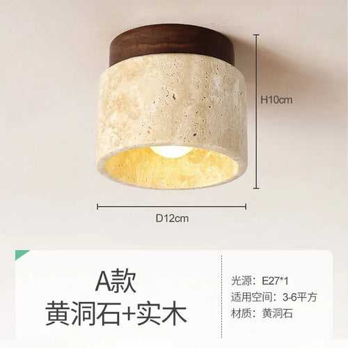 Wabi-sabi porche balcon plafonnier Europe du nord jaune grotte pierre plafonnier pour maison couloir décoration lampe - vue 7 sur 9