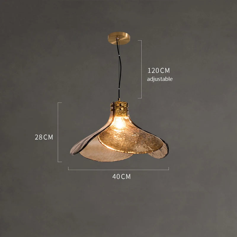 lustre rétro en verre led en forme de pétale pour loft - vue 4 sur 8