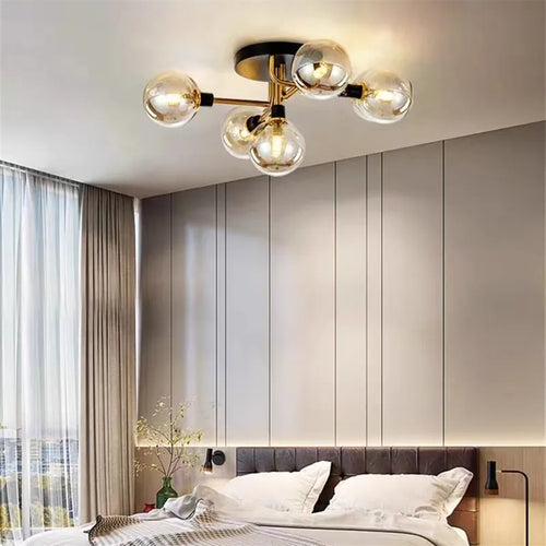 Plafonnier en verre nordique G9 LED lumière industrielle en métal pour chambre salon salle à manger étude maison intérieur loft lumière - vue 3 sur 18