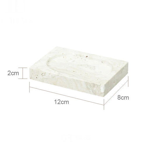 ensemble daccessoires en travertin beige pour salle de bain - vue 15 sur 20