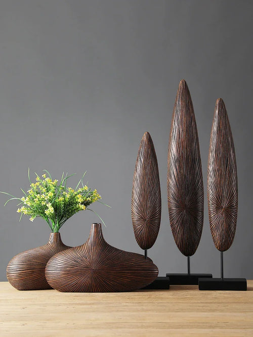 vase en résine moderne pour fleurs séchées décoration artisanale - vue 4 sur 9
