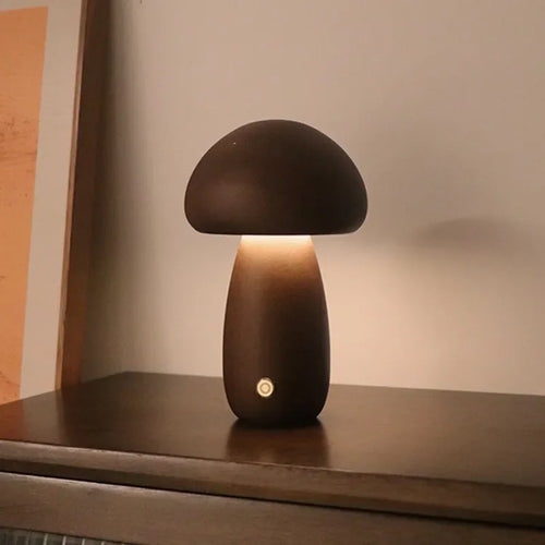 Lampe led champignon veilleuse en bois avec interrupteur tactile - vue 8 sur 11