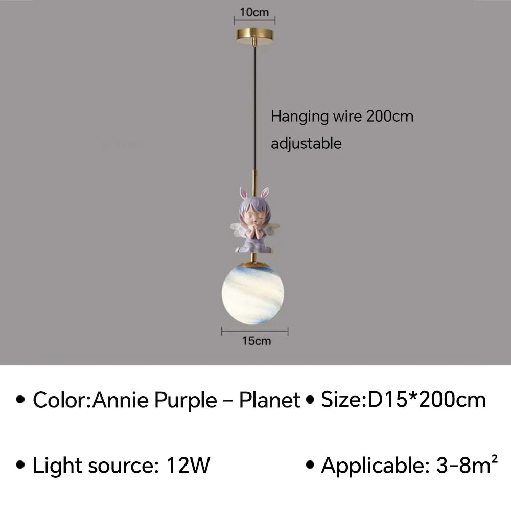 applique murale led design lune et planète pour décoration intérieure - vue 13 sur 18