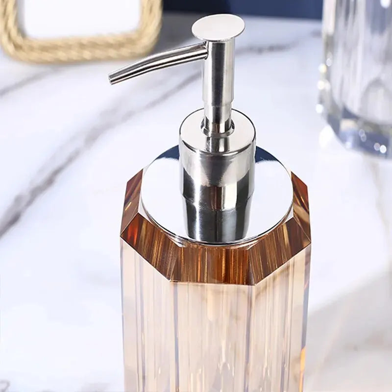 distributeur de savon liquide en cristal transparent pour salle de bain - vue 5 sur 20
