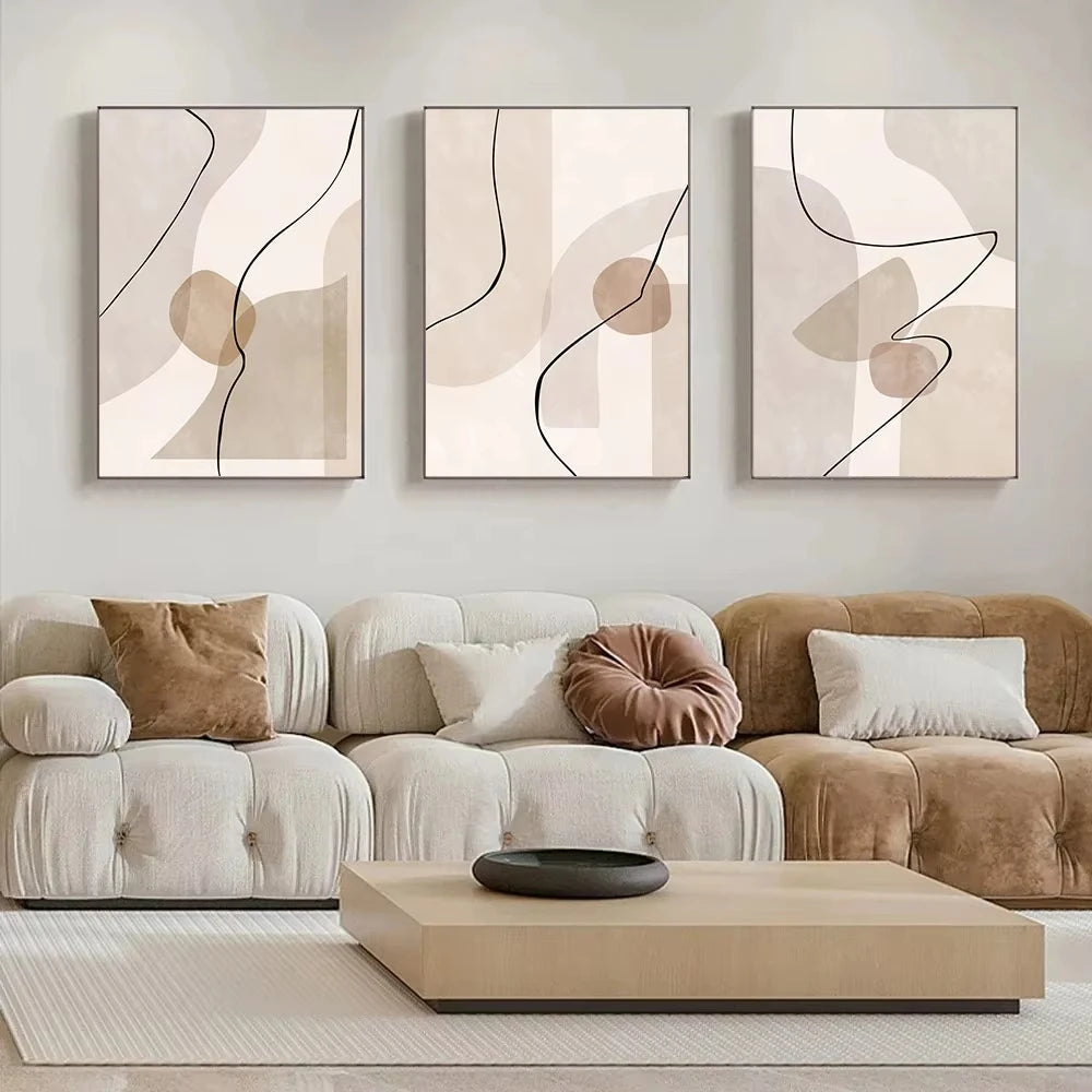 Tableau  art mural abstrait géométrique moderne pour décoration intérieure - vue 2 sur 9