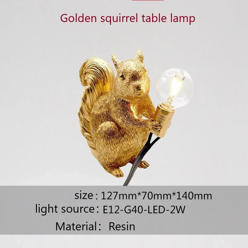 lampes de table écureuils en résine pour décoration et cadeau - vue 6 sur 8