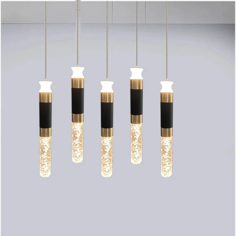 suspension led double sources de lumière en cristal nordique - vue 5 sur 11