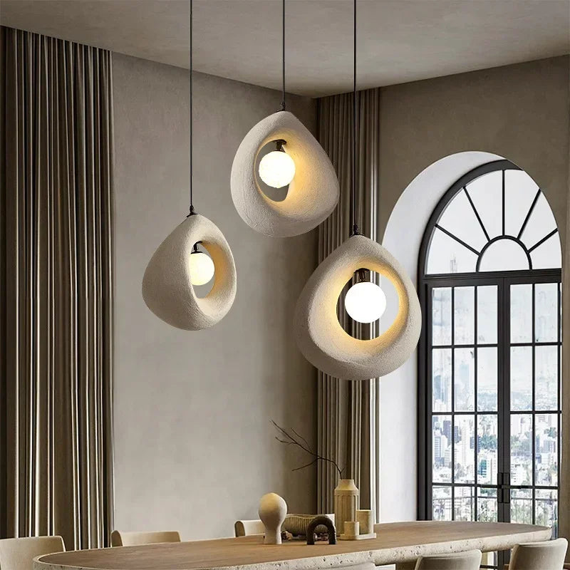 Nordique salle à manger suspension Led lumières Wabi Sabi Led suspension lampe chambre minimalisme suspension lampe décor à la maison éclairage intérieur lampe - vue 4 sur 30