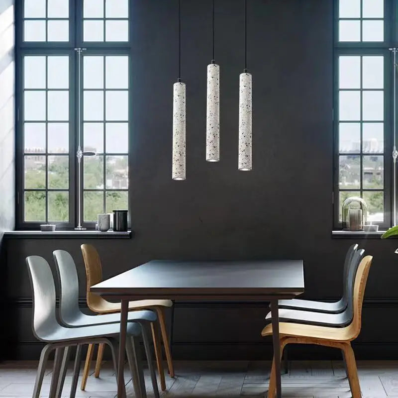 Suspension LED nordique industriel géomantique Terrazzo créatif Restaurant Bar café longue ciment - vue 5 sur 9