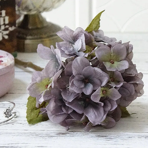 bouquet d'hortensias en soie pour décoration intérieure et mariage - vue 8 sur 14