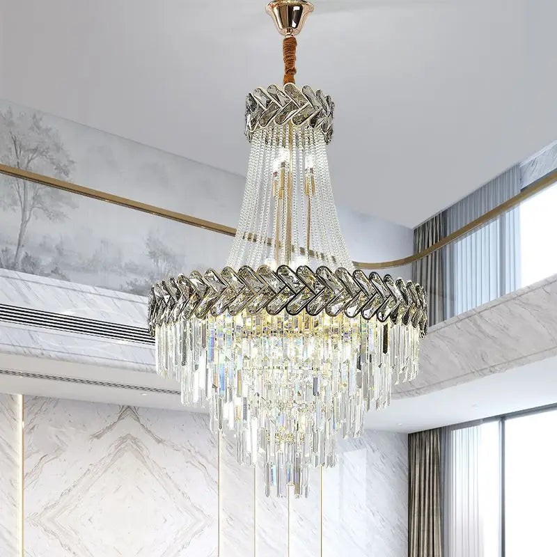 lustre led en cristal design moderne pour villa duplex - vue 4 sur 14