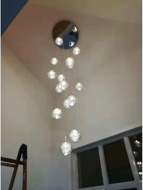suspension boule de verre pour éclairage moderne escalier - vue 3 sur 7