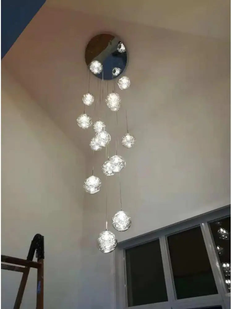suspension boule de verre pour éclairage moderne escalier - vue 3 sur 7