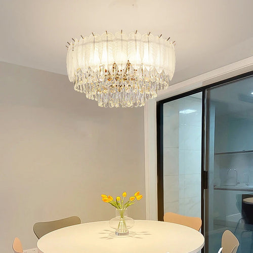 plafonnier rond en cristal luxe éclairage led pour intérieur - vue 5 sur 12