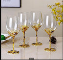 Ensemble verres vin cristal émaillé motifs décoratifs élégant