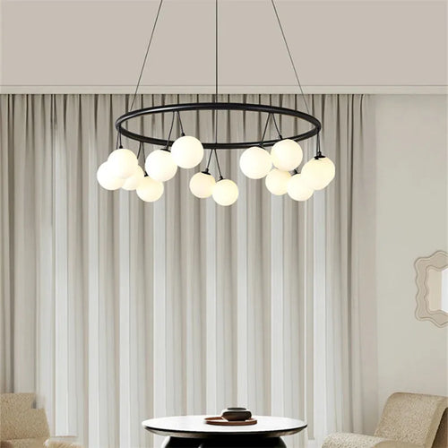 lustre moderne en verre éclairage suspendu réglable design élégant - vue 3 sur 10
