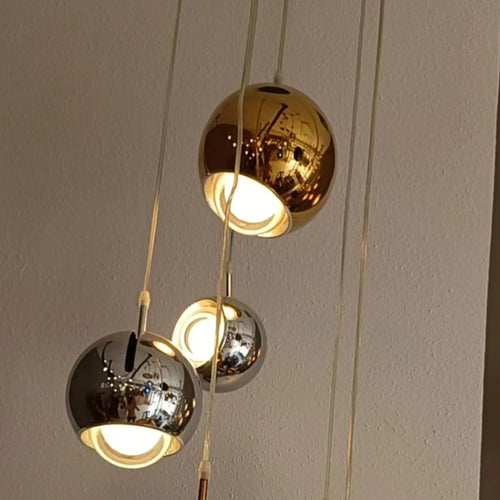 Suspension design LED rotative en métal chromé doré idéale pour bar restaurant café - vue 6 sur 6