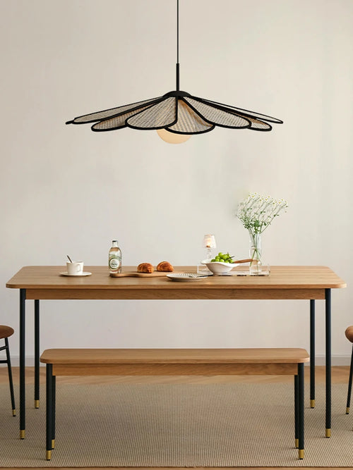 lustre créatif en rotin style japonais moderne pour intérieur élégant - vue 4 sur 8