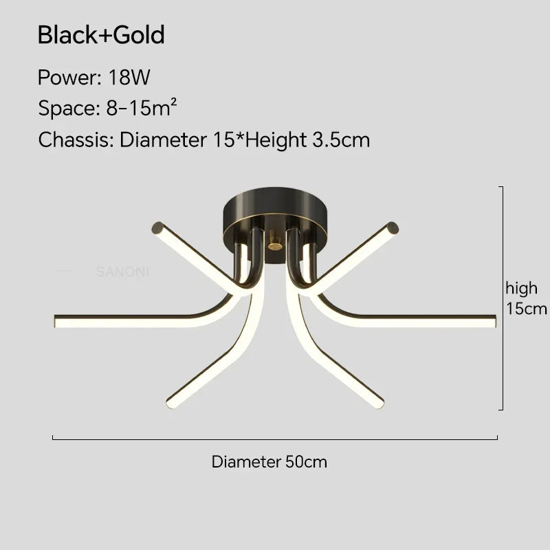plafonnier led moderne avec télécommande pour décoration intérieure - vue 8 sur 12