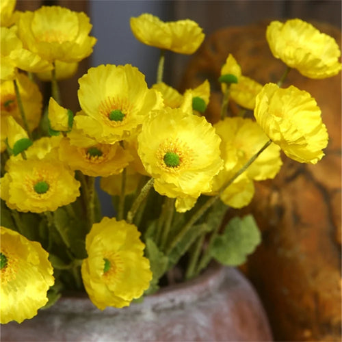 fleurs artificielles coquelicots en soie pour décorations et bouquets - vue 5 sur 12