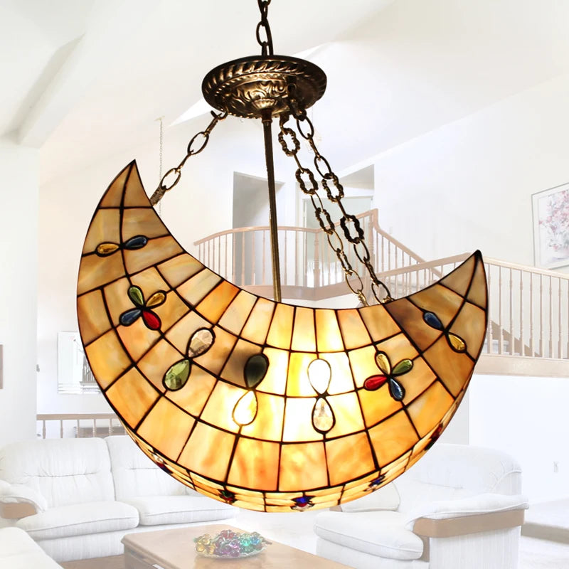 suspension créative en verre teinté forme de lune décorative intérieure - vue 3 sur 6