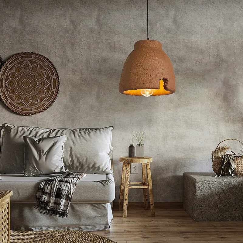 Nordique Wabi Sabi E27 Led lustres salle à manger lampes suspendues Lustre argile suspension lampe décor à la maison Loft luminaires suspendus - vue 5 sur 8