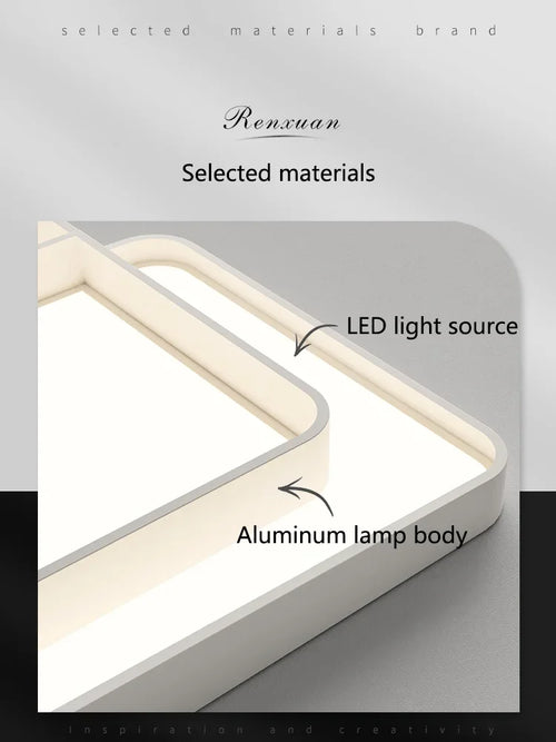 Ceiling Lamps Living Room Main Lamp Rectangular Nordic Ceiling Lamp Modern Simple Atmosphere Bedroom Creative Lamps Whole House - vue 4 sur 11