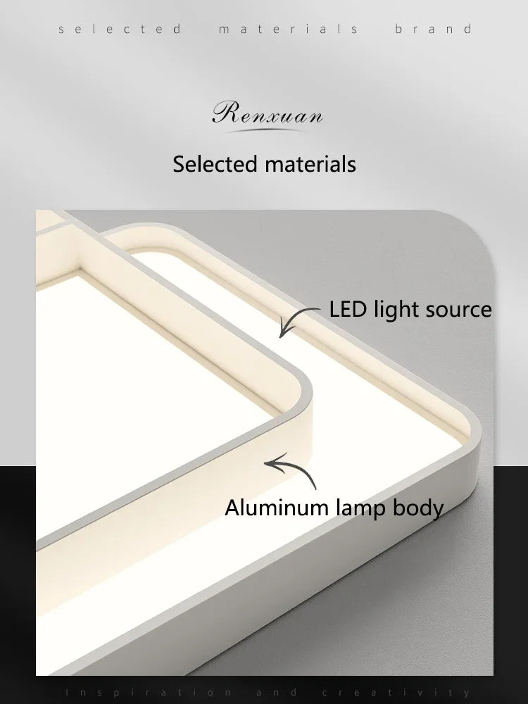 Ceiling Lamps Living Room Main Lamp Rectangular Nordic Ceiling Lamp Modern Simple Atmosphere Bedroom Creative Lamps Whole House - vue 3 sur 11