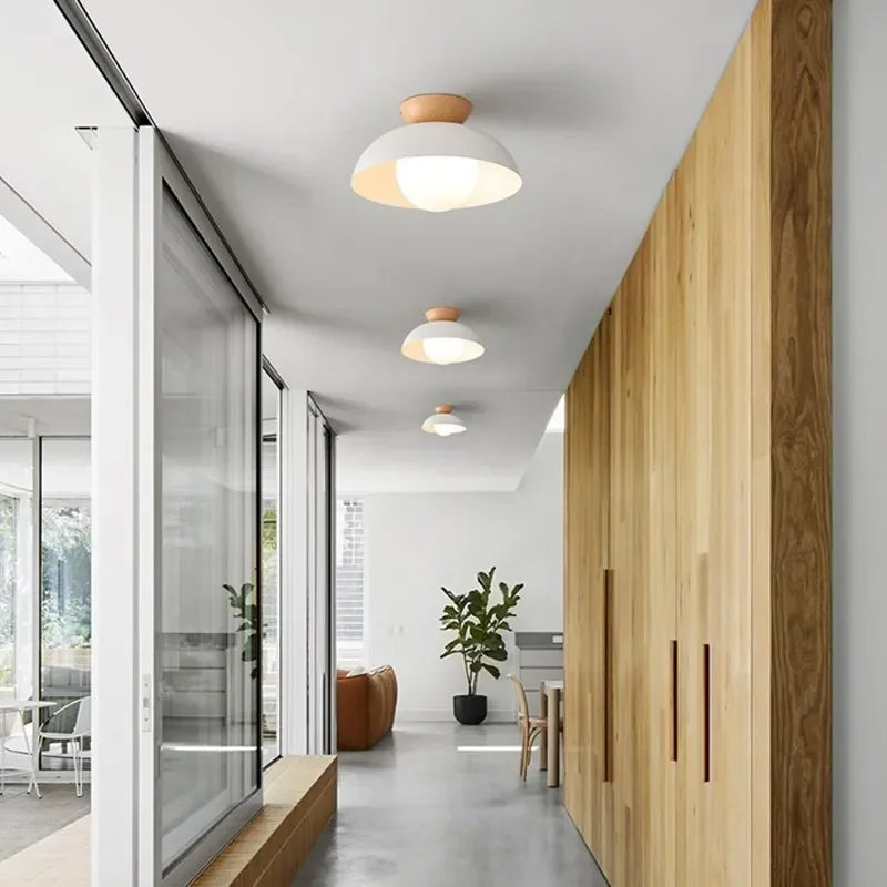 Allée en bois plafonnier moderne balcon entrée escalier salons vestiaire E27 nordique décoration de la maison luminaires - vue 3 sur 14