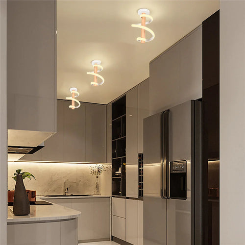 plafonnier led ondulé en bois design moderne long tube décoratif - vue 6 sur 10