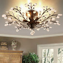 lustre vintage en métal noir avec suspensions en cristal pour intérieur moderne