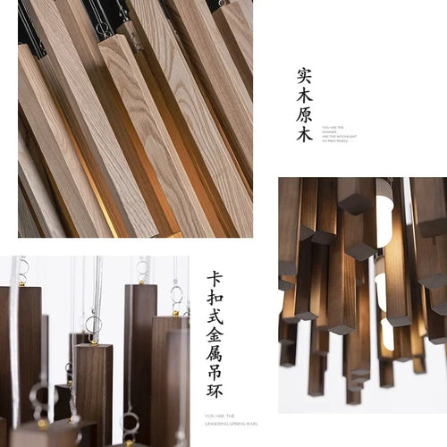 Lustre de Restaurant chinois en bois massif - vue 5 sur 16