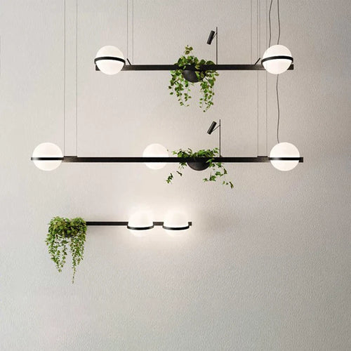 lustre moderne nordique avec pot de fleur led intégrée - vue 3 sur 18