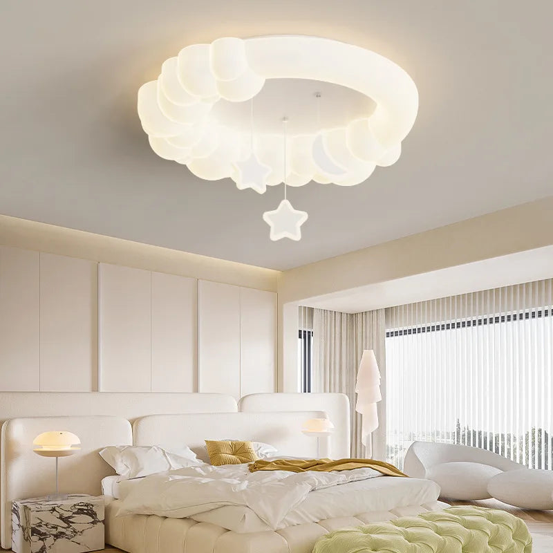 lustre suspendu en forme d'étoile lune et nuage pour enfants - vue 3 sur 8