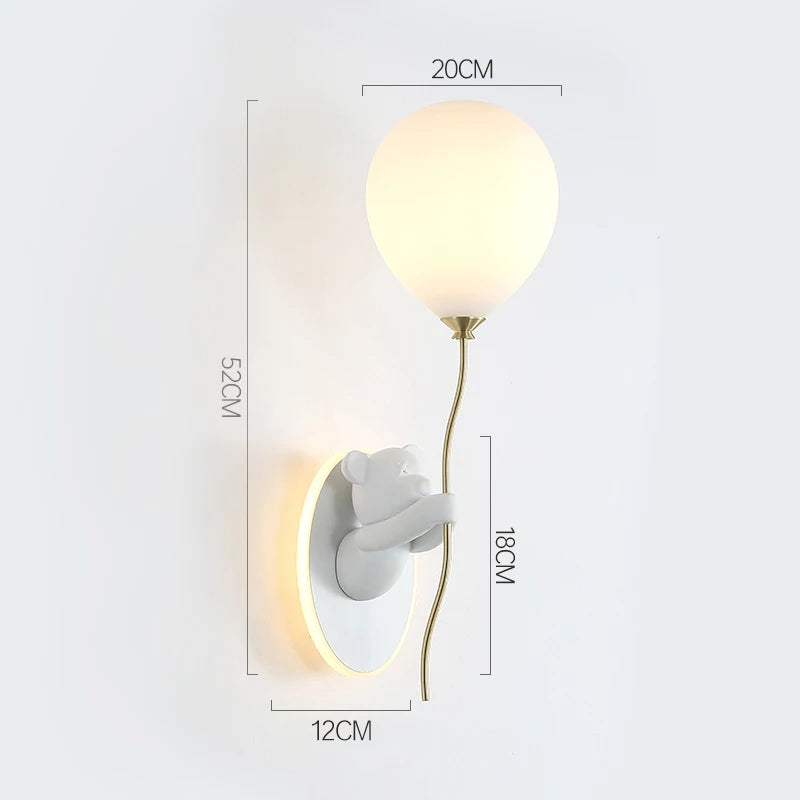 Creative and personalized cartoon children's room, bedroom, bedside wall lamp, artistic bear atmosphere wall light fixture - vue 12 sur 13