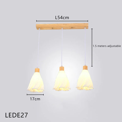 lustre long en bois massif style nordique pour villa - vue 12 sur 11