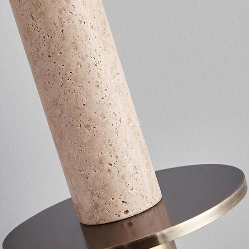 suspension cylindrique en marbre et métal doré pour intérieur moderne - vue 6 sur 7