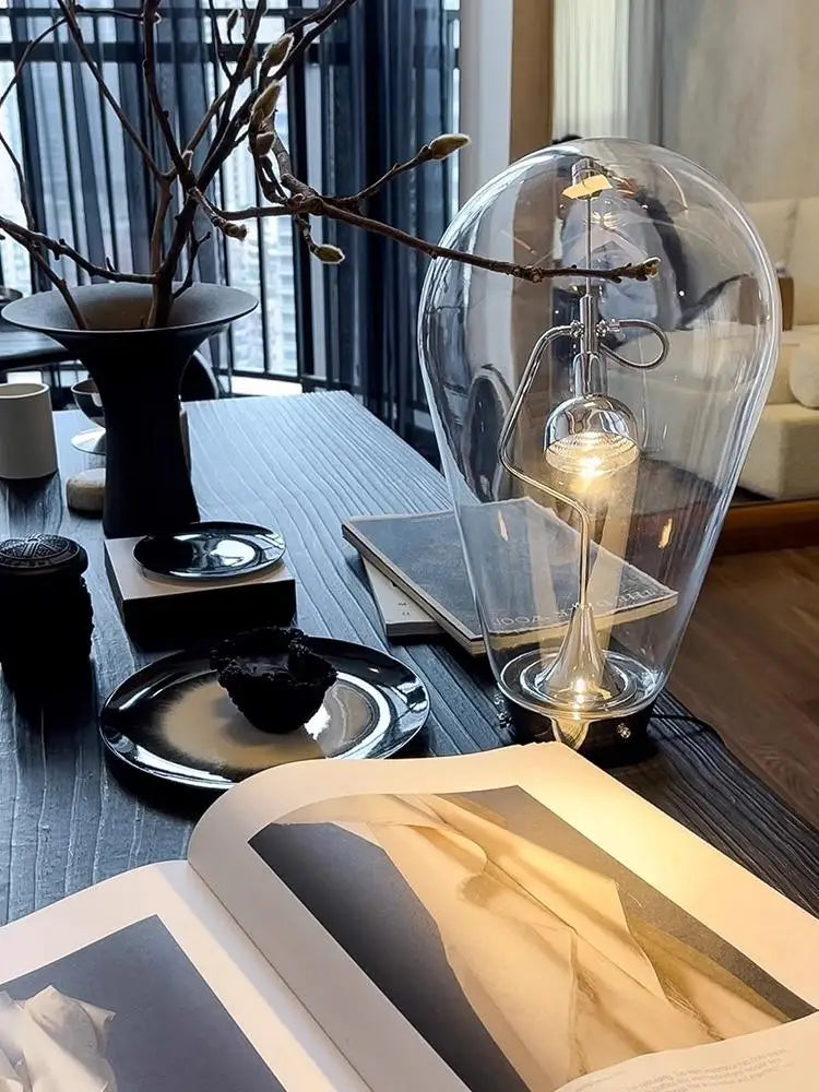 lampe de bureau vintage en verre style industriel tactile - vue 6 sur 8