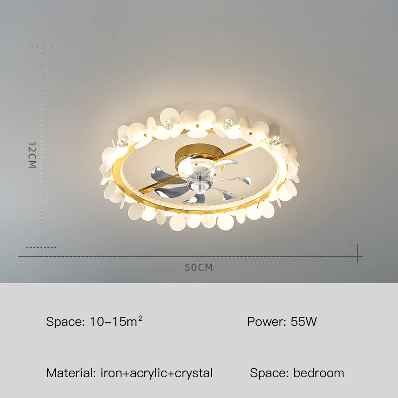ventilateur de plafond moderne avec lumière et contrôle intelligent