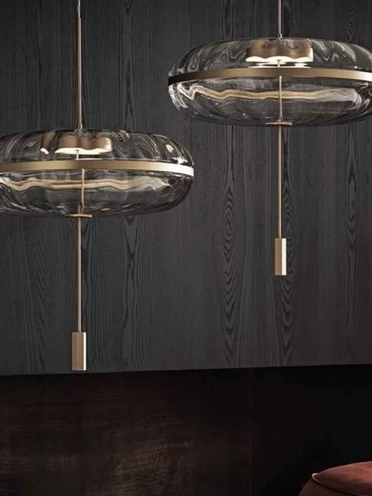 lustre circulaire en verre design nordique pour bar et restaurant - vue 4 sur 7