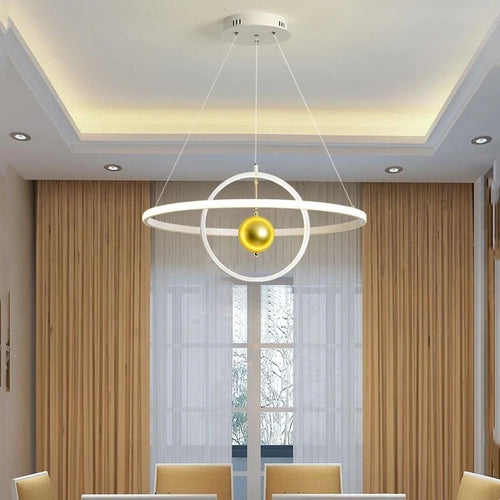 lustre circulaire en boule de fer avec luminaires led pour décoration - vue 3 sur 8