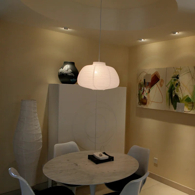 lustre sphérique en papier japonais forme de lune éclairage intérieur - vue 9 sur 11