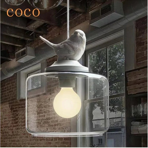 Suspension moderne créatif oiseau led en verre - vue 6 sur 8